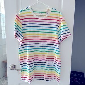 NWT | Primary grown-ups tee in rainbow stripe | size L - unisex